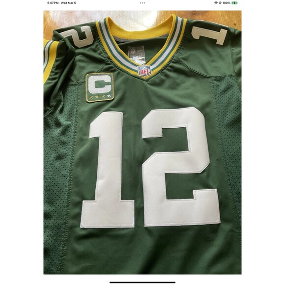 Nike Authentic NFL Aaron Rodgers #12 “C” GB Packers Jersey On Field SM $325 NEW - Picture 4 of 9